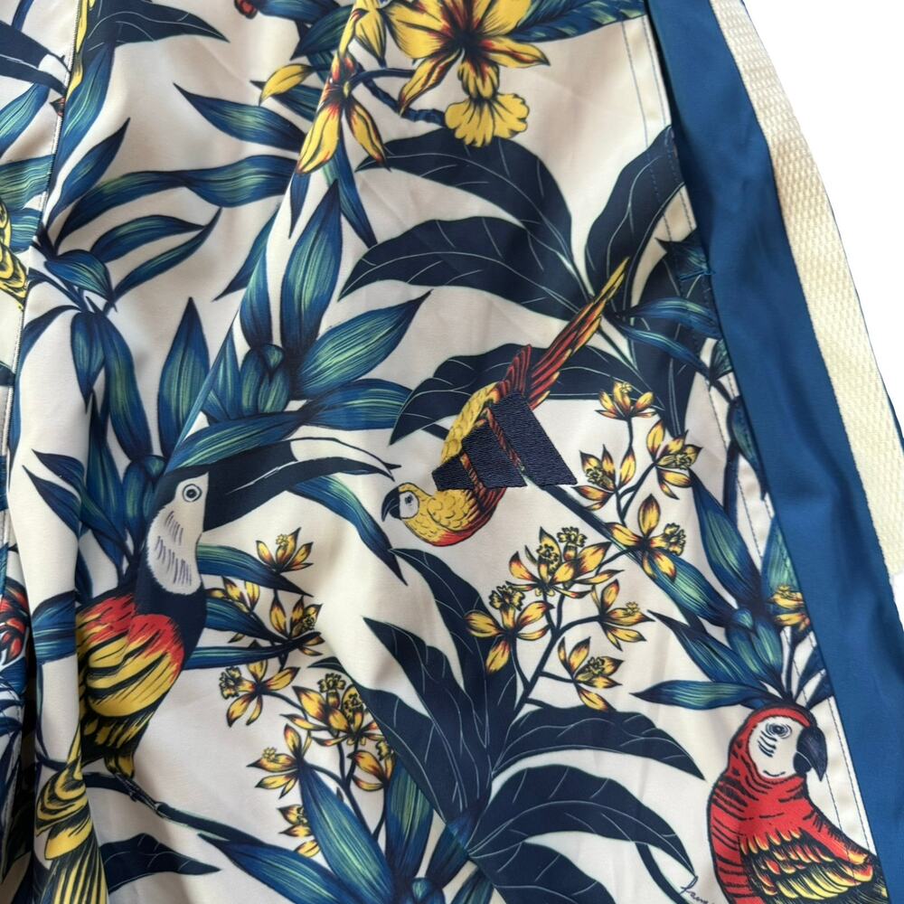 NWT Adidas X Farm Rio Premium Blue Parrot Wide Leg Pants Sample Size Small - Picture 2 of 9